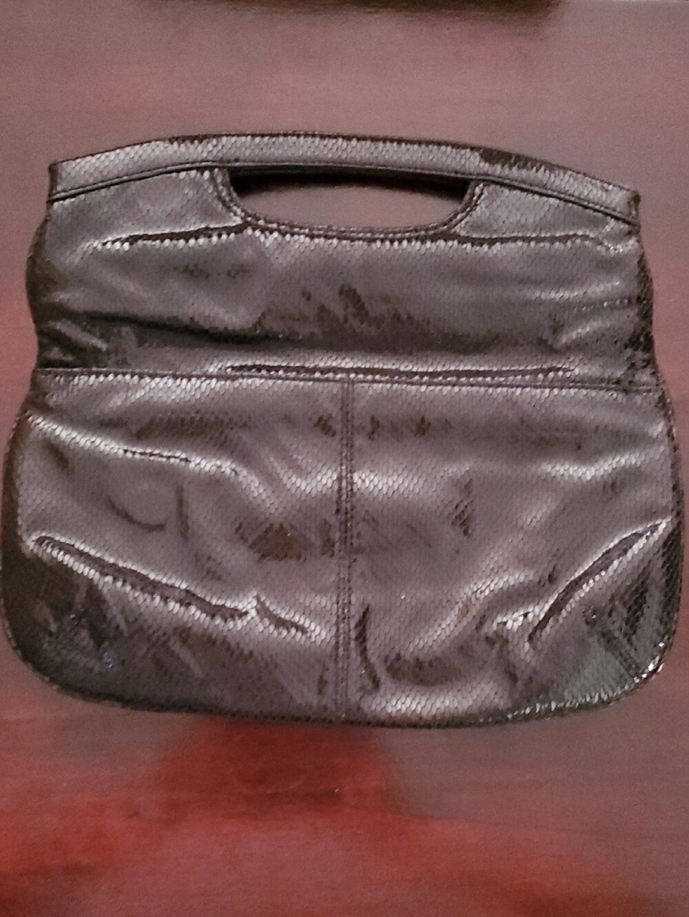 Nine West Black Textured Snake-Embossed Clutch - Picture 4 of 7